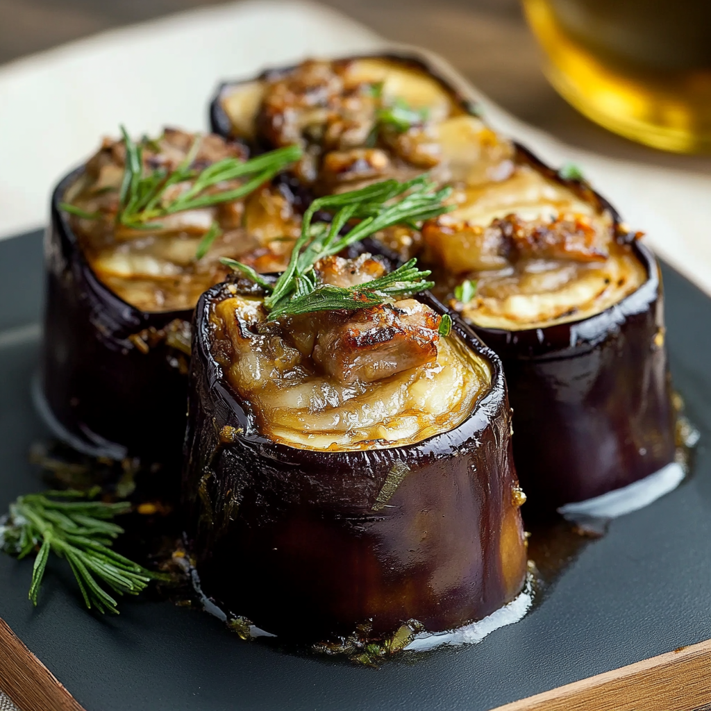 Aubergines Roulées au Bœuf et Épices