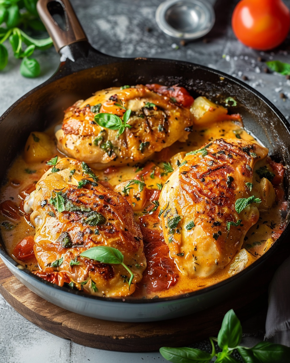 Blancs de Poulet à la Crème de Tomate : Recette Facile et Savoureuse