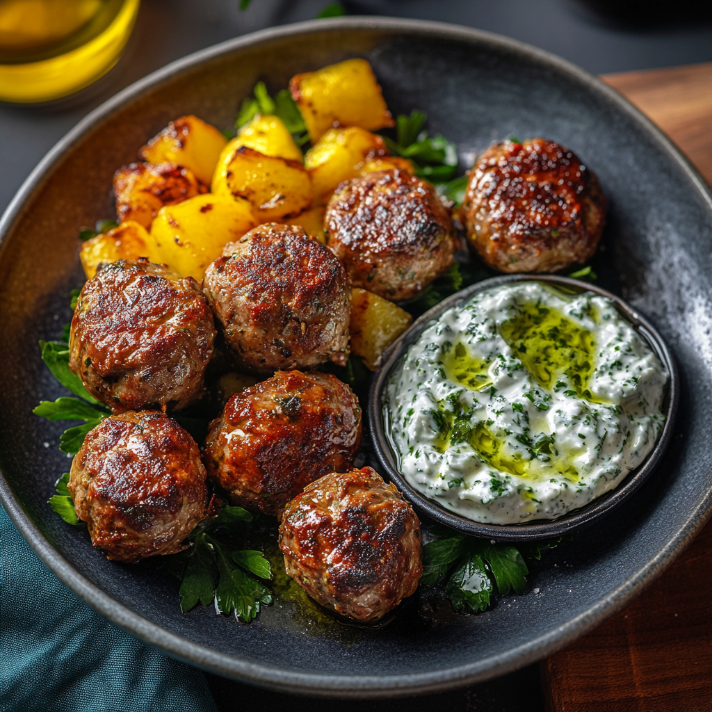 Boulettes Grecques au Four avec Tzatziki