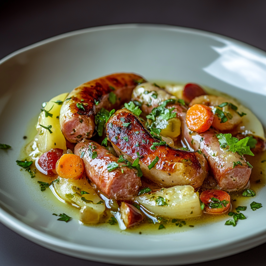 Chou Vert et Saucisses Braisées