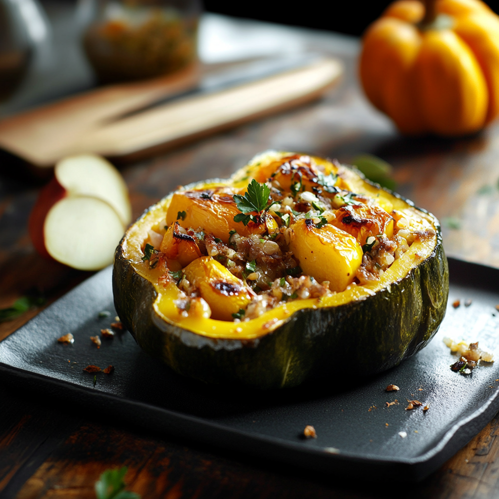 Courge Farcie aux Pommes et Saucisses