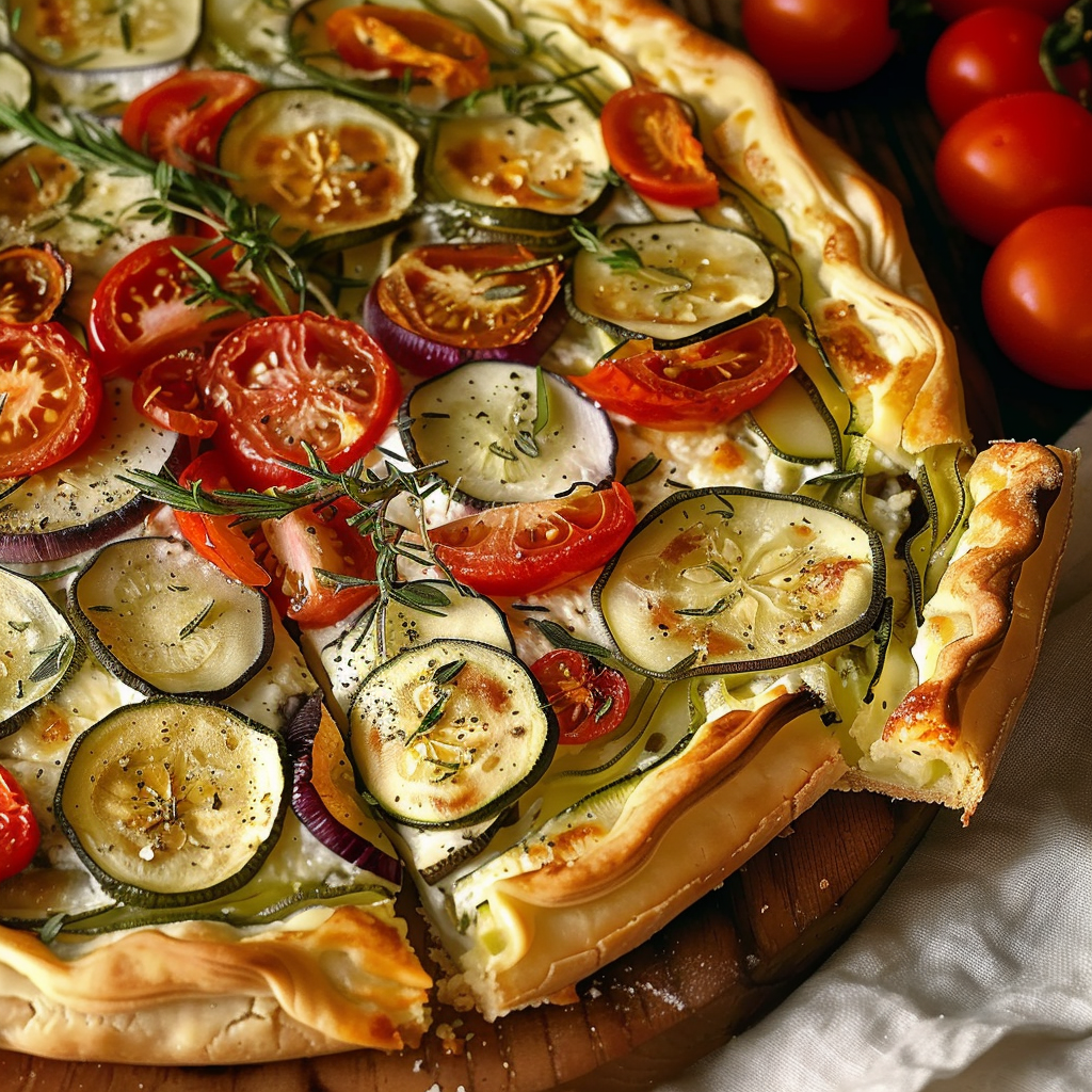 Délicieuse Tarte Courgettes Tomates Oignons