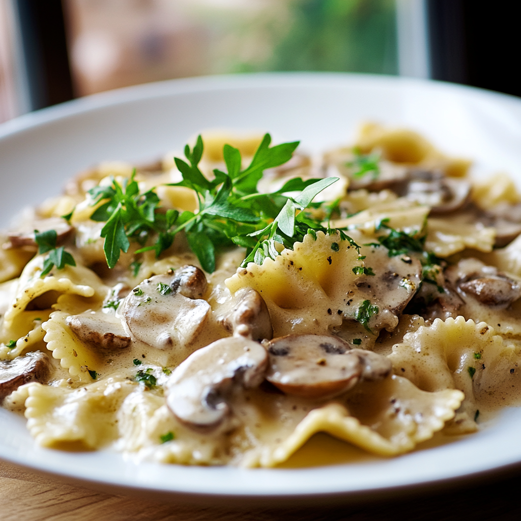 Farfalle Crémeuses aux Champignons
