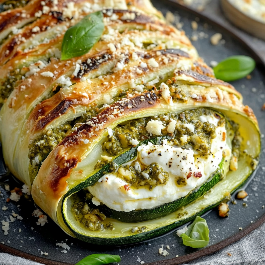 Feuilleté Courgettes, Pesto & Burrata