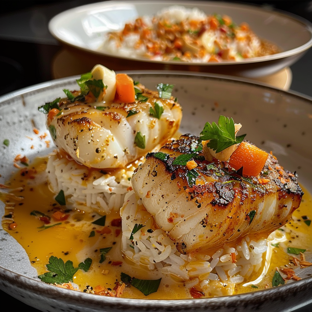 Filet de Cabillaud Épicé au Poireau et Coco