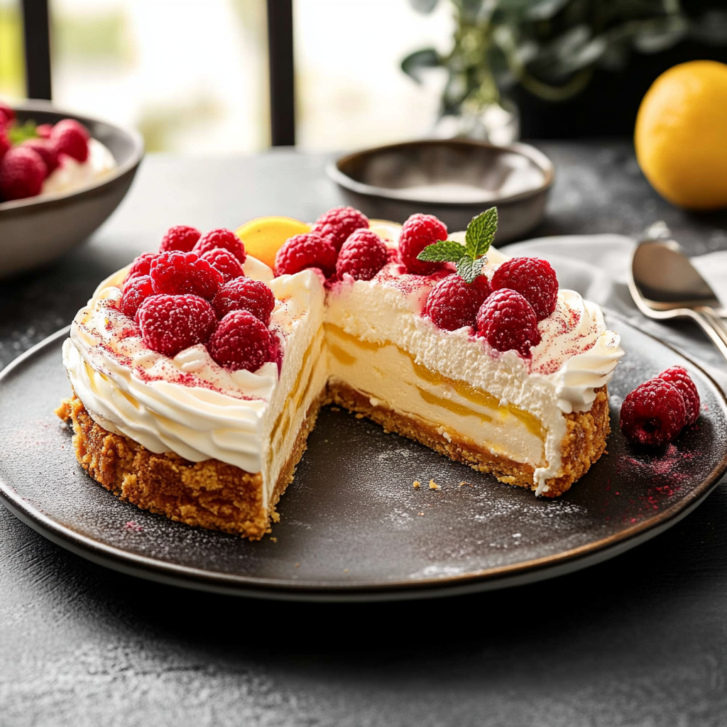 Gâteau Tourbillonné au Citron et Framboises