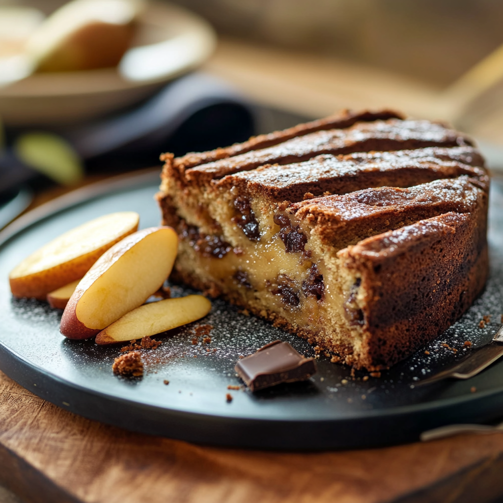 Gâteau aux poires et pépites de chocolat