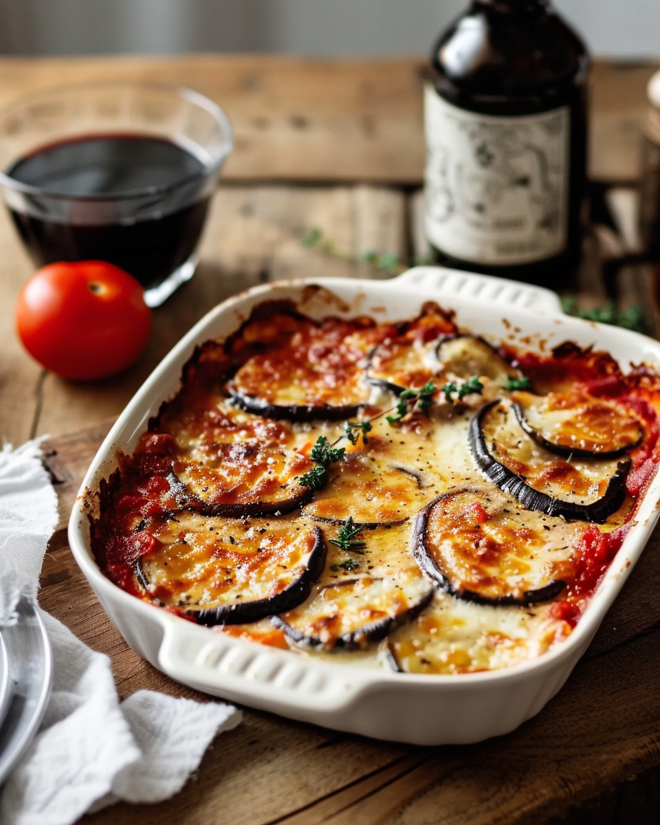 Gratin d’Aubergines au Four avec Sauce Tomate et Viande Hachée