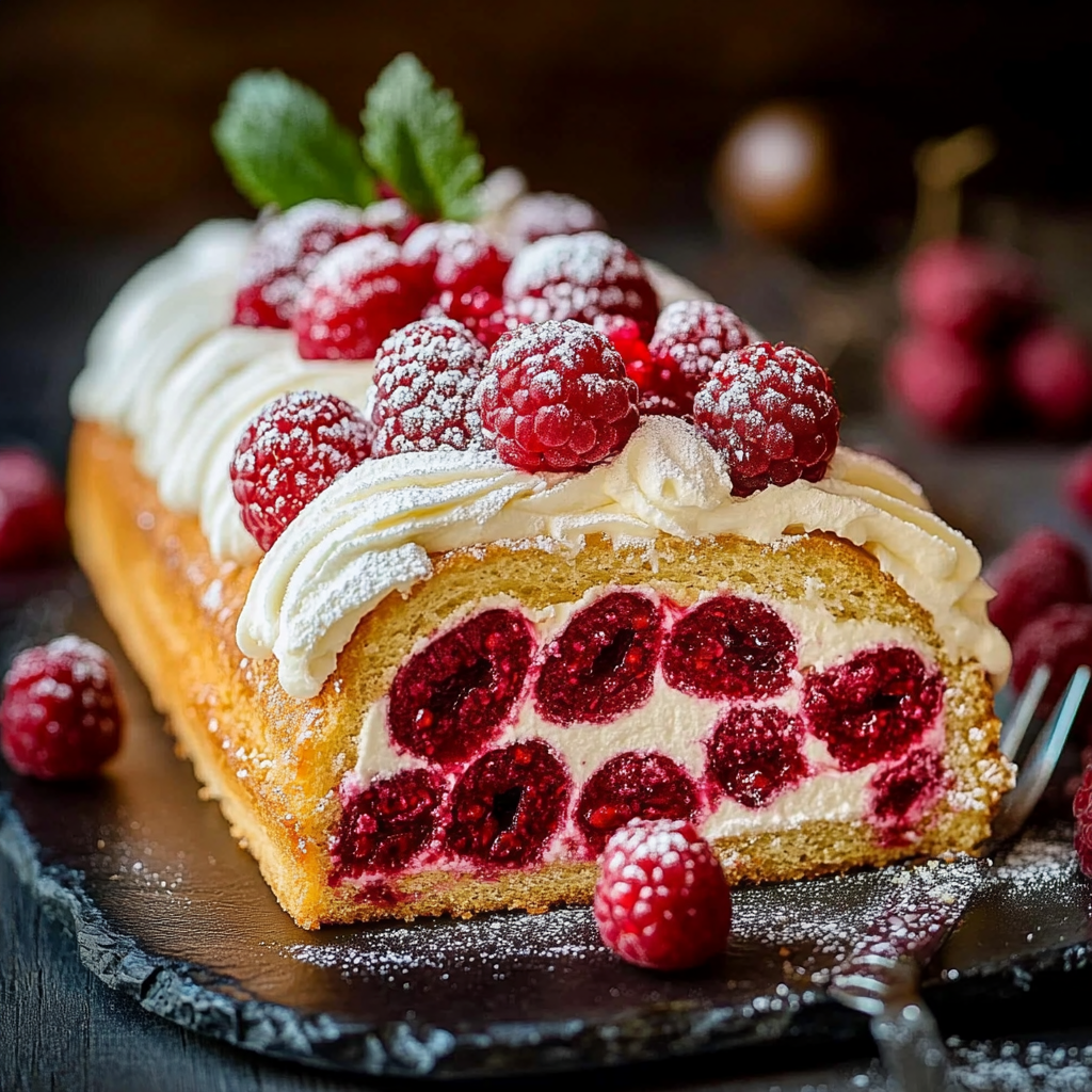 Mascarpone Raspberry Yule Log Recipe