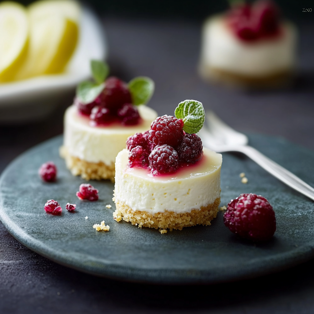 Mini Cheesecakes au Citron et à la Framboise