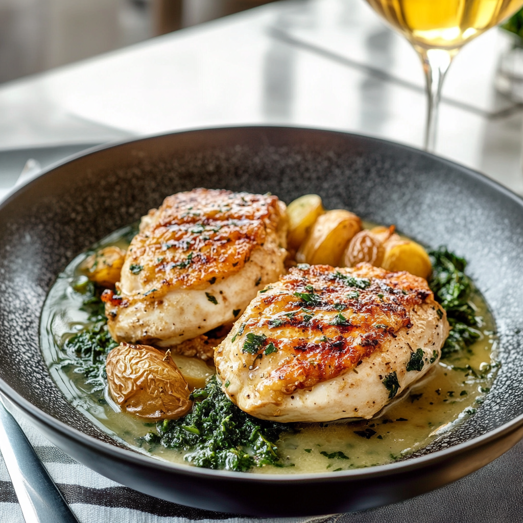 Poulet Farci aux Épinards
