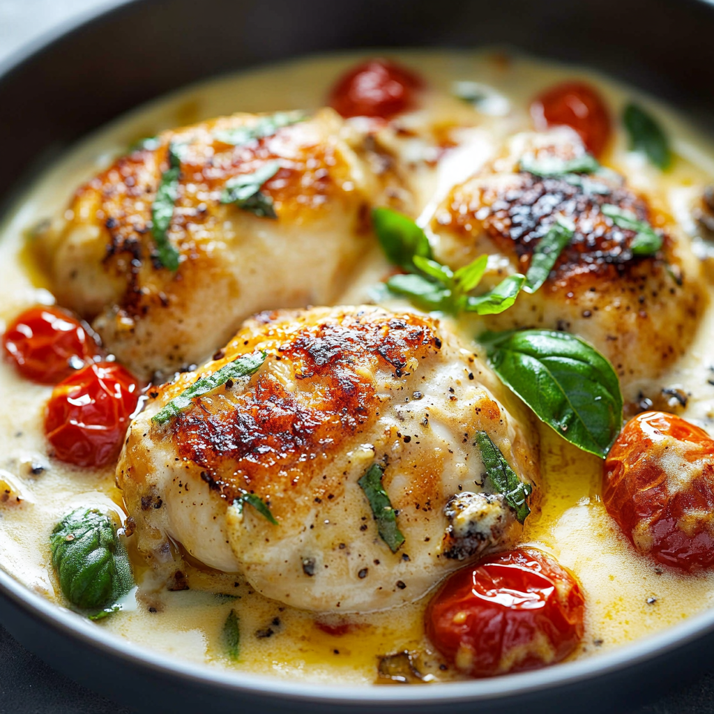 Poulet à la Crème, Tomates Séchées & Parmesan