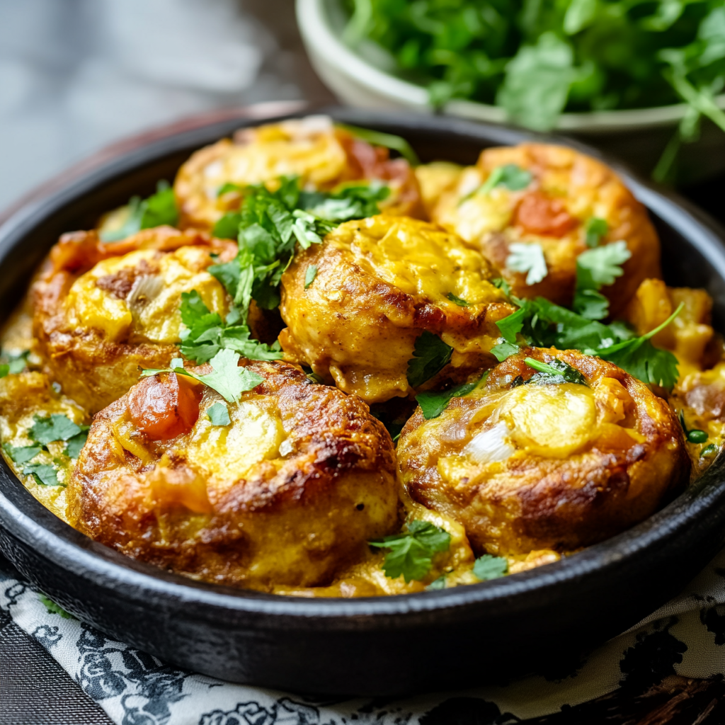 Puits Farcis au Poulet Curry : Délice Épicé en Pâte Croustillante