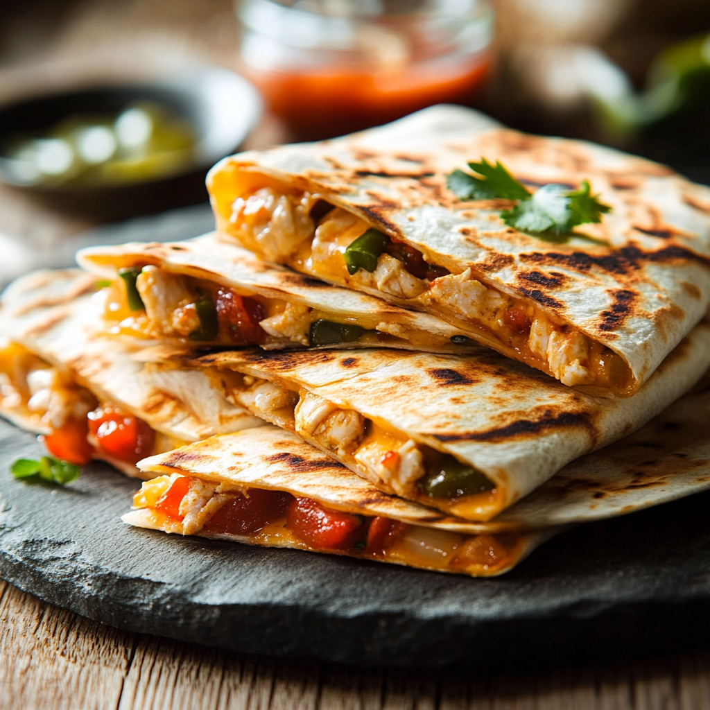 Quesadillas Mexicaines aux Poivrons, Poulet et Cheddar : Recette Facile et Savoureuse