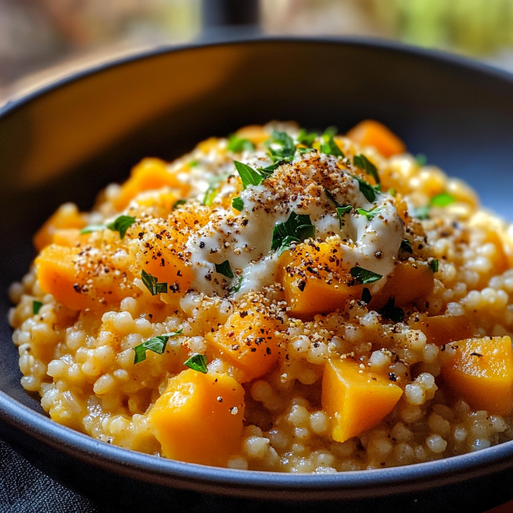 Risotto de couscous perlé au butternut (simple et concis)