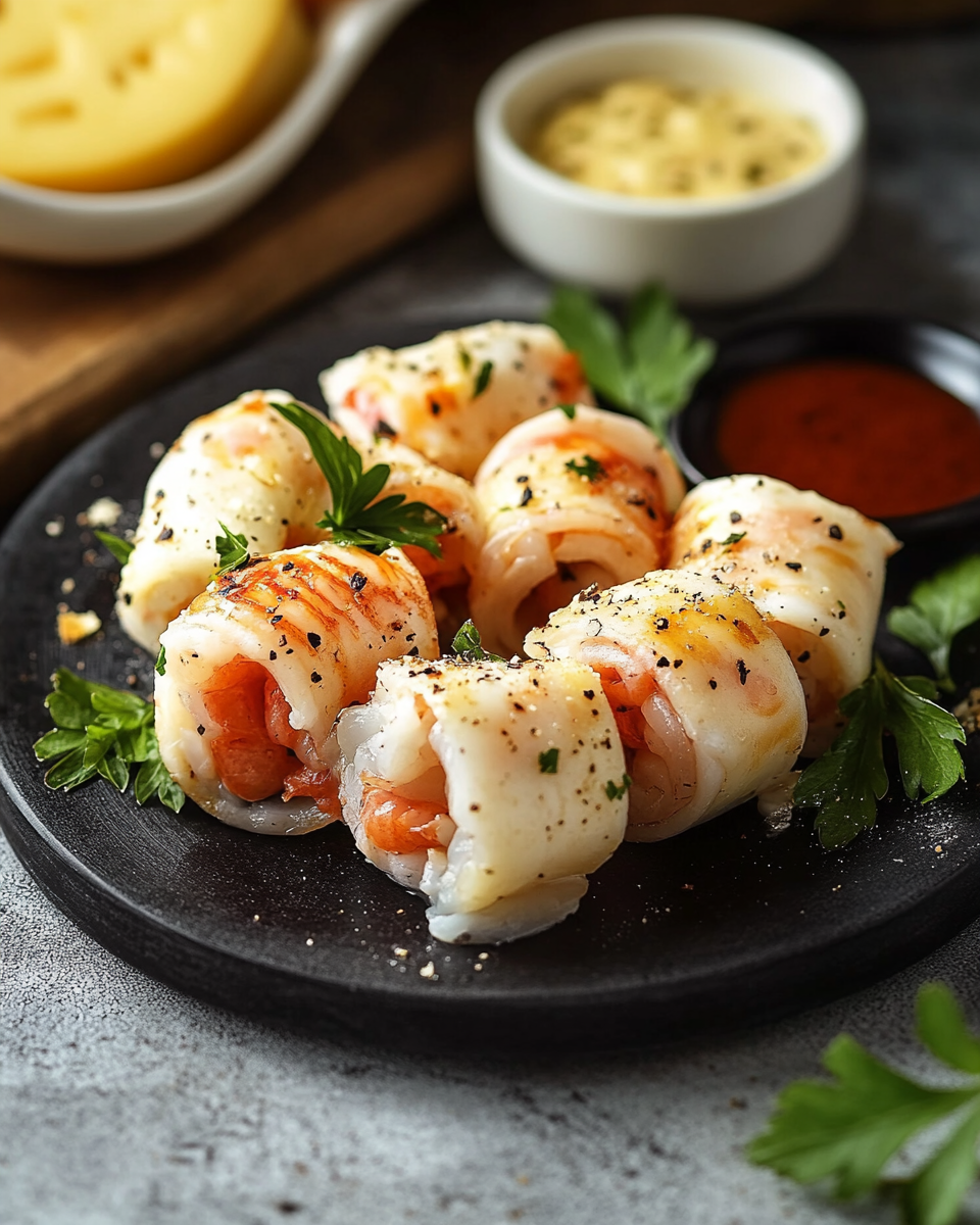 Roulés Feuilletés aux Crevettes et Fromage