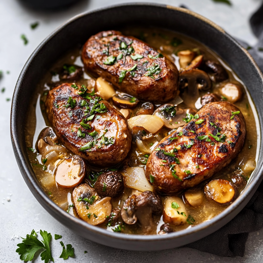 Saucisses aux Champignons Savoureuses