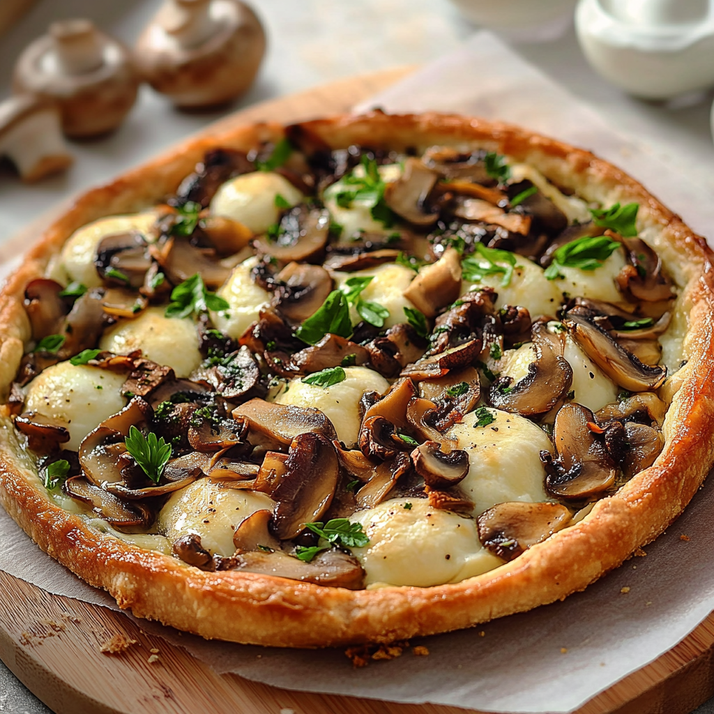Tarte Croustillante Mozzarella et Champignons