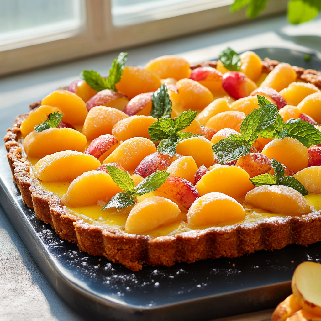Tarte aux Pêches et Menthe : Un Dessert Rafraîchissant