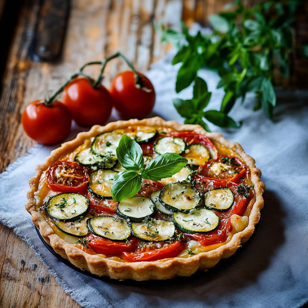 Tarte aux courgettes et tomates