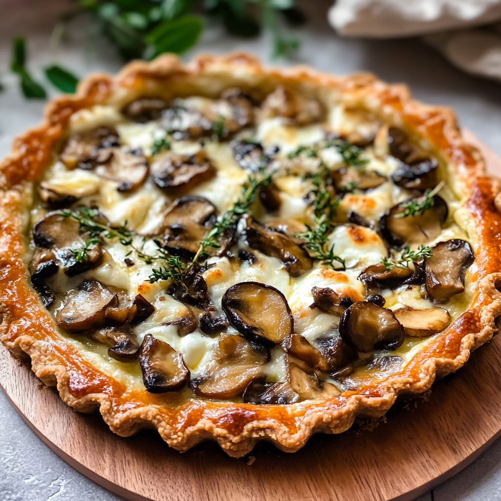 Tarte feuilletée champignons mozzarella