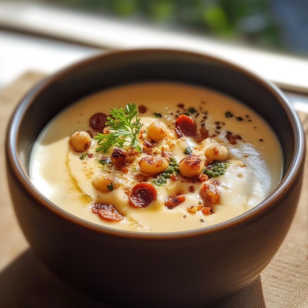 Velouté de Chou-Fleur, Chorizo et Noisettes