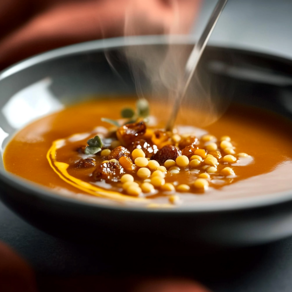 Velouté lentilles, potimarron & noisettes