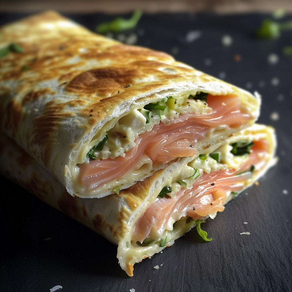 Wraps Fraîcheur au Fromage, Concombres et Saumon Fumé