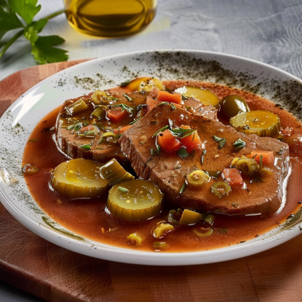 Langue de Bœuf Savoureuse avec Sauce aux Cornichons
