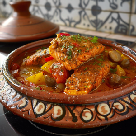 Recette Savoureuse de Tajine de Saumon aux Poivrons