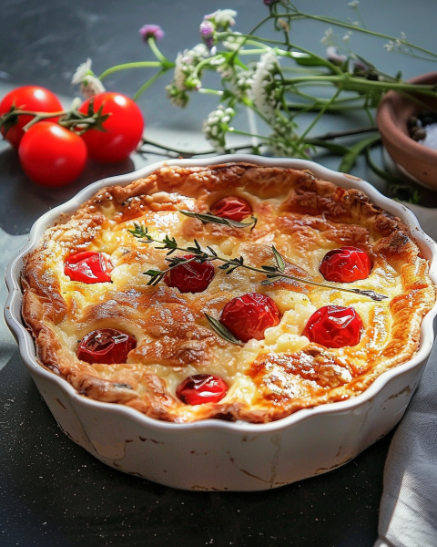 Recette de Clafoutis Tomates Cerises et Emmental