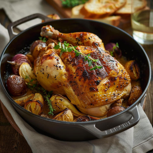 Recette de Poulet Rôti en Cocotte au Four: Savoureux et Facile