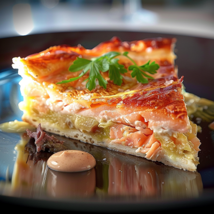 Recette de Tourte Poireaux Saumon Frais