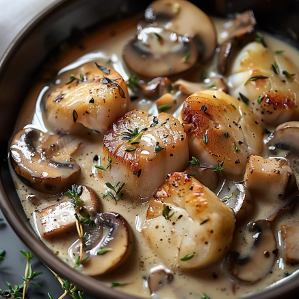 Recette exquise de Blanquette de Saint-Jacques aux Champignons