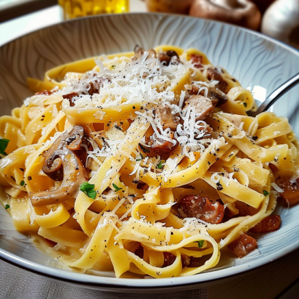 Tagliatelles à la Carbonara aux Champignons : Un Classique Revisité