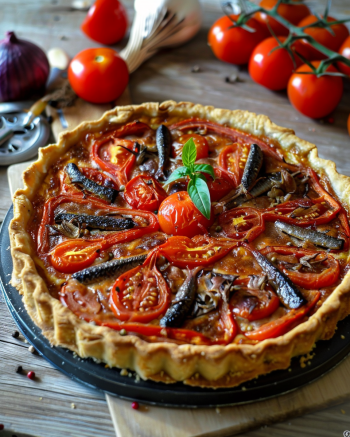 Tarte Méditerranéenne: Tomates, Oignons, Anchois