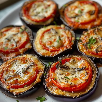 Tartelettes d’Aubergines au Fromage de Chèvre et Tomate