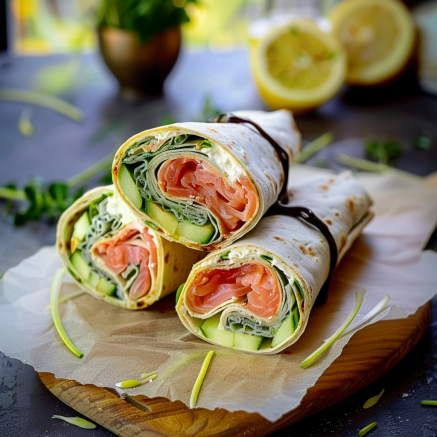 Wraps au Fromage Frais et Saumon Fumé