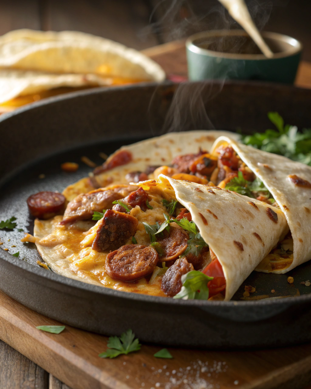 Savoureuse tortilla chorizo terre