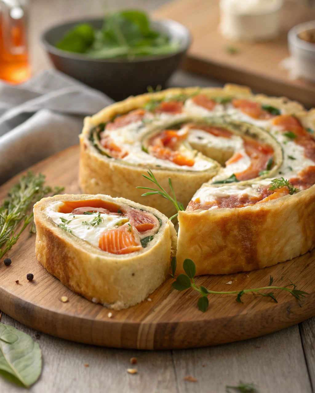 Roulés feuilletés saumon fumé et fromage frais