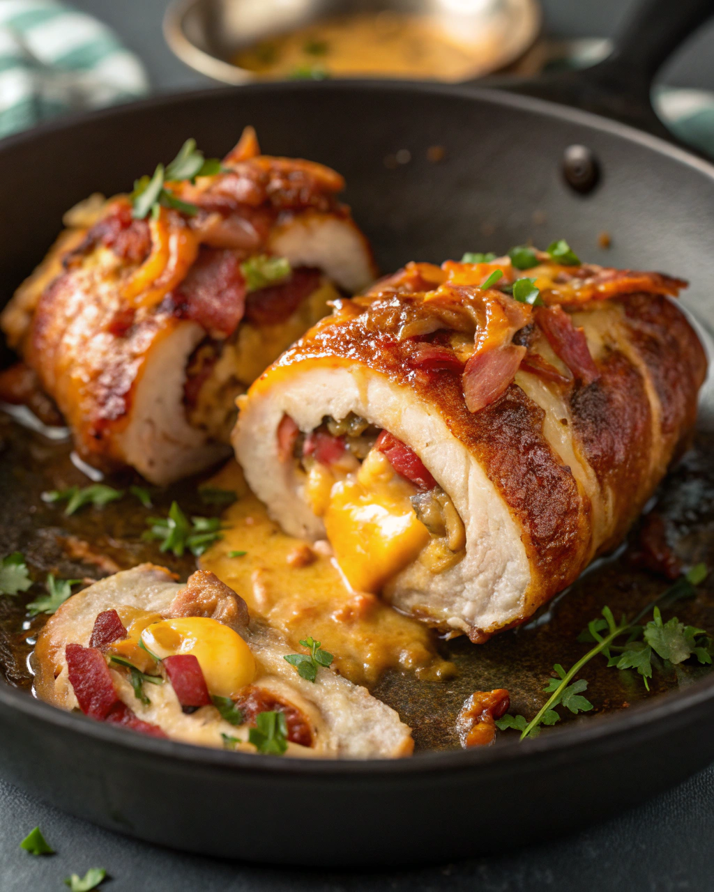 Poulet Enroulé de Bacon Fumé et Cheddar