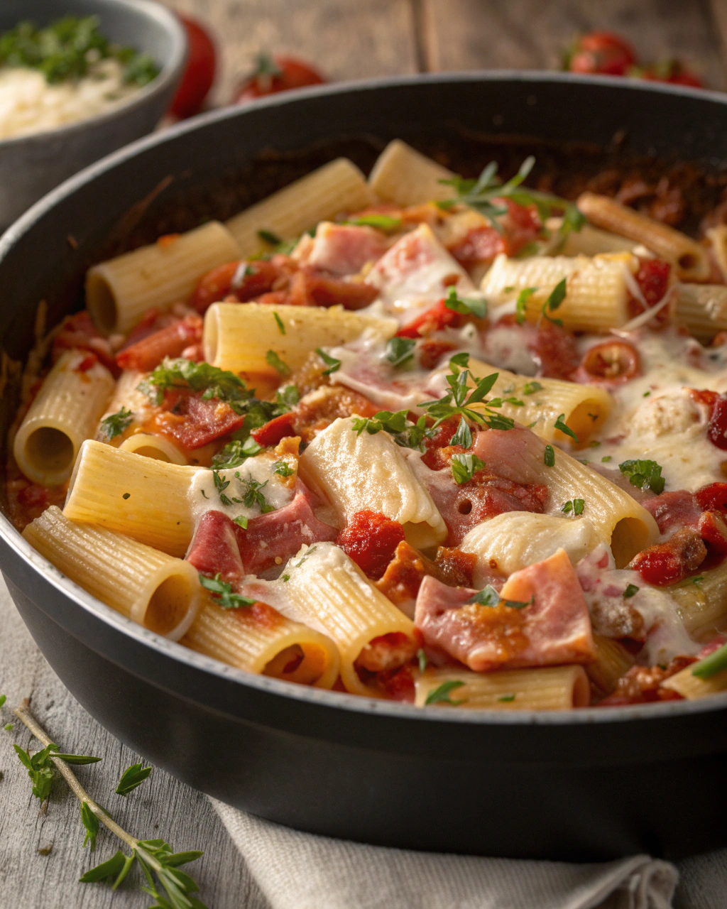 Pâtes au Boursin, Lardons et Tomates
