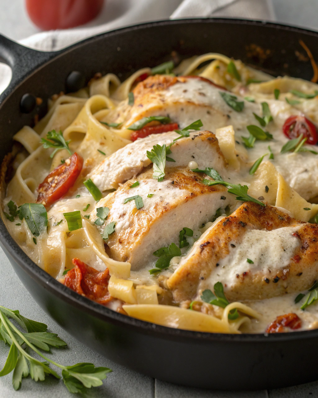 Pâtes au Poulet et Sauce Crémeuse au Boursin