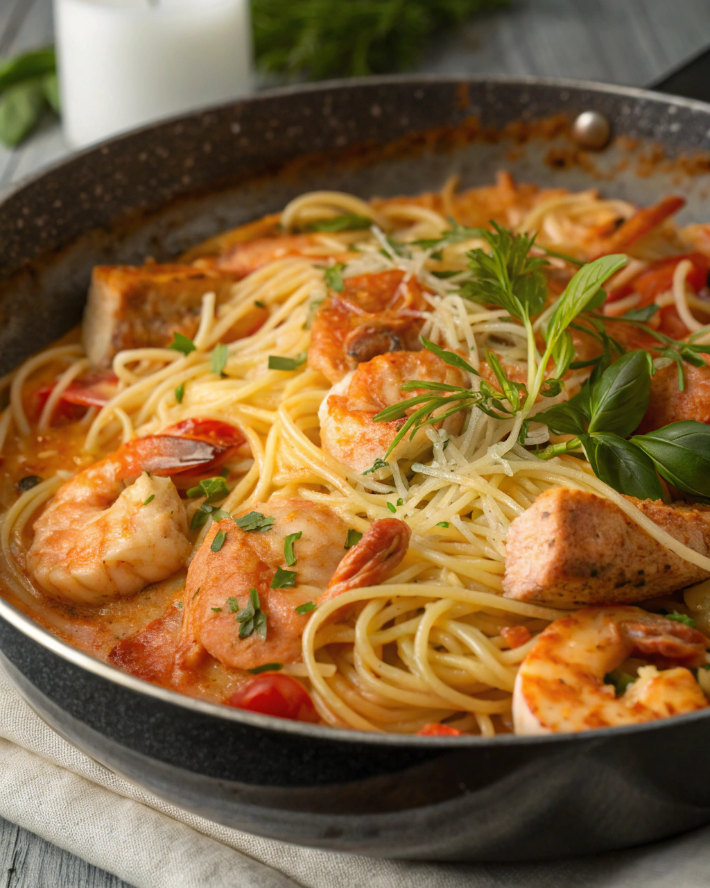 Spaghettis Saumon Crevettes Paris