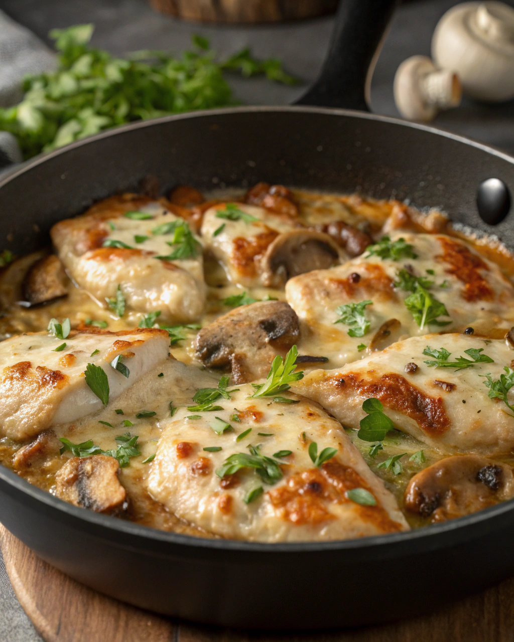 Aiguillettes de Poulet Crémeuses aux Champignons