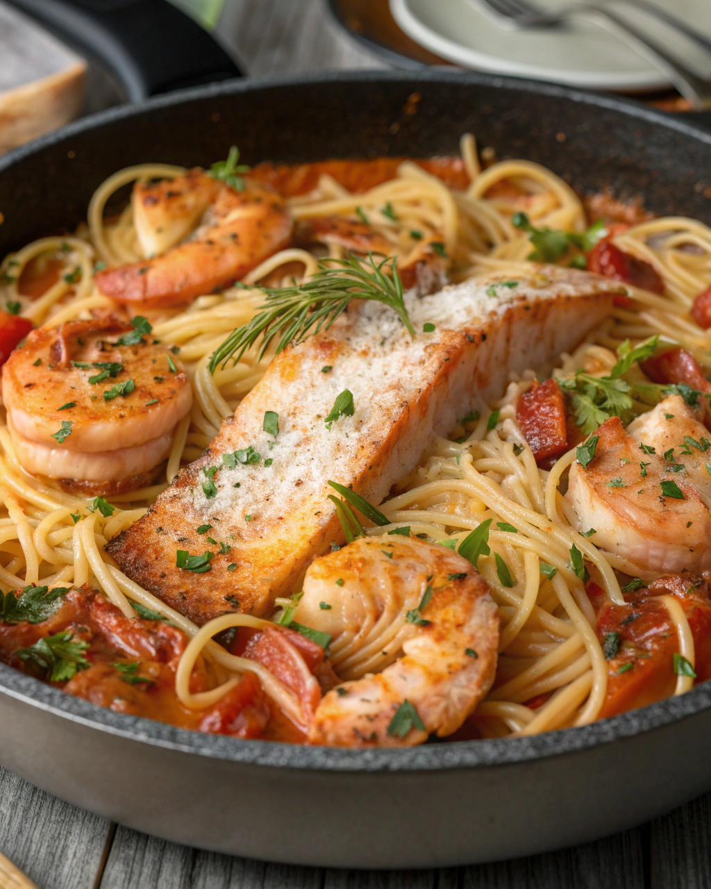 Spaghettis Saumon Crevettes Paris