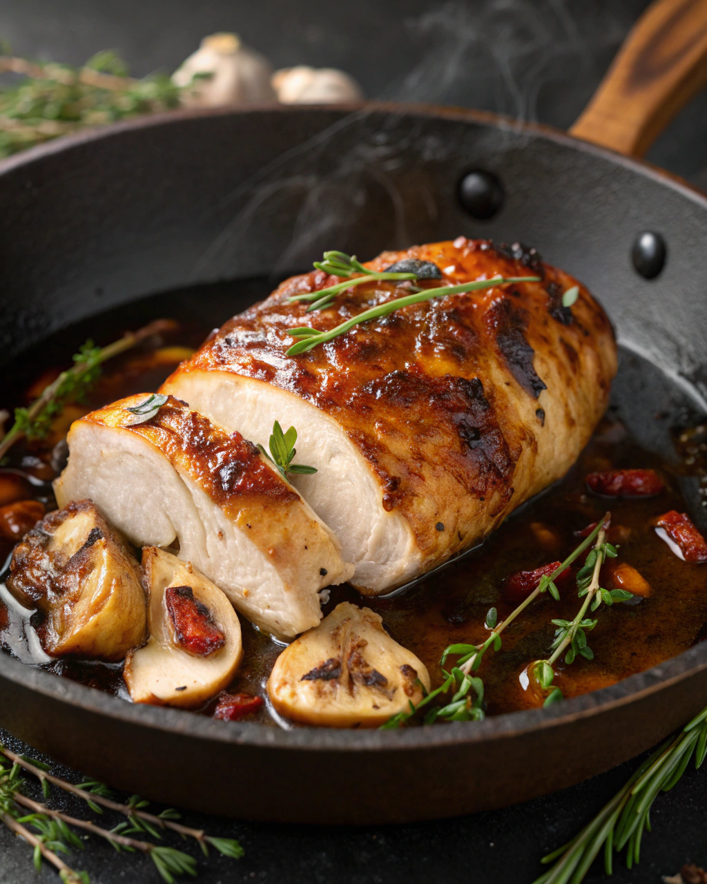 Poulet caramélisé au balsamique, prêt en un rien de temps.