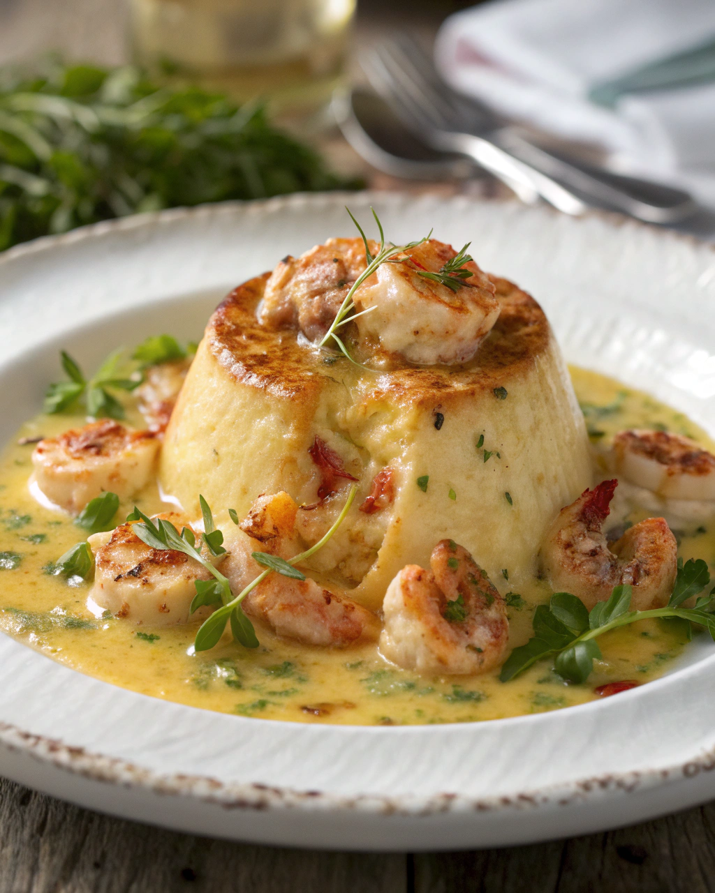 Flan de Crabe & Crevettes  Sauce Citronnée