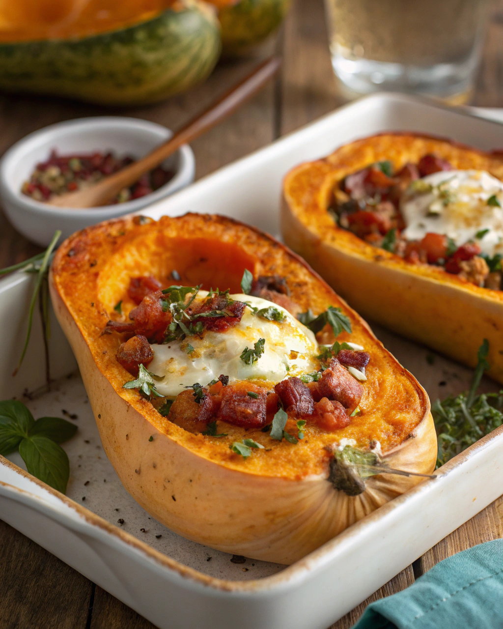 Butternut Farcie aux Lardons et au Chèvre