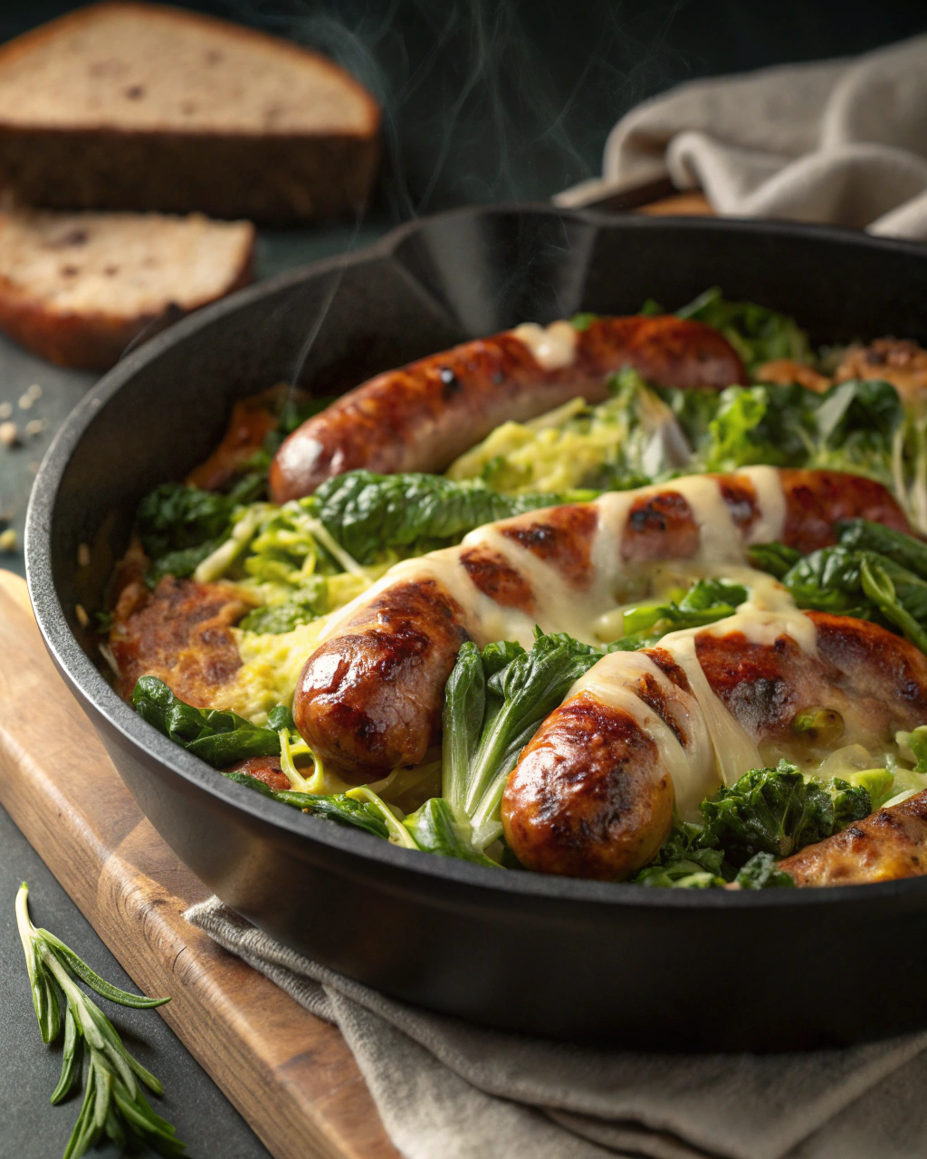 Chou Vert Braisé aux Saucisses  Un Régal Rustique et Réconfortant